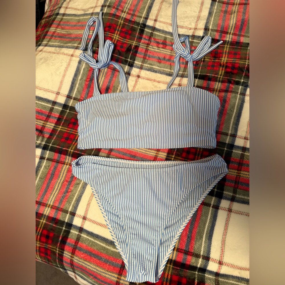 Striped Blue Bikini Set